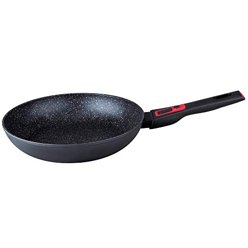 Herzberg HG-7022FP: Marble Coated Frying Pan with Removable Handle, 22 cm