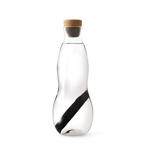 black + blum EC002 Glasflasche mit Aktiv Kohle Filter, 1100 ml Wasserflasche, Borosilikatglas/Kork