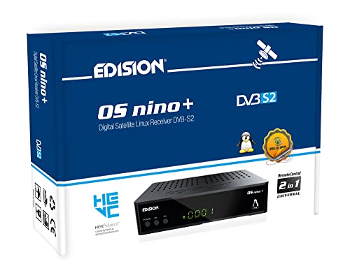 Edision OS NINO+ Full HD Linux E2 Sat Receiver H.265/HEVC (1x DVB-S2, 2X USB, HDMI, LAN, Linux, Kartenleser, 1080p) [Vorprogrammiert für Astra]
