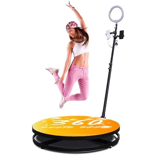 MOLVUS 360 Remote Control Automatic Spin Machine, Photo Booth Machine, 360 Video Camera Booth Platform Spinner for Parties with Free Logo Ring Light Selfie Holder Accessories, 5 People Stand on