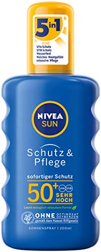 NIVEA SUN Sonnenspray mit verbesserter Formel, Lichtschutzfaktor 50+, 200 ml Sprühflasche, Schutz & Pflege