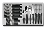 Victorinox, Swiss Classic, Profi Tafelbesteck, 24-teilig, Extra Scharfe Klinge, Wellenschliff, 11 cm, Robuster Kunststoffgriff, Rostfreier Stahl, schwarz