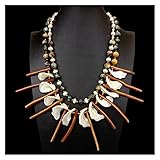 LQUBMBSG Mode-Accessoires Einzigartige Statement Halskette Lila Barockperle Tigerauge Weiße Muschel Gold Koralle Halskette?20 Zoll