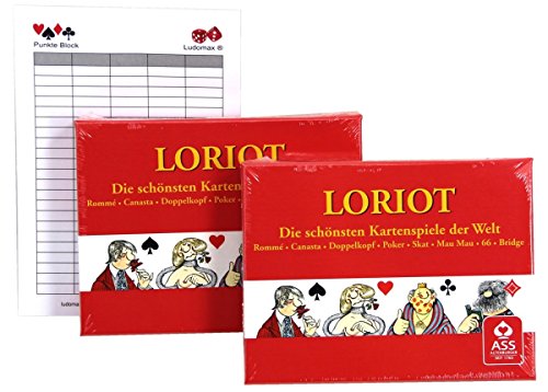 Ludomax Loriot Spielkarten Rommé, Doppelpack von Ass im Set Block