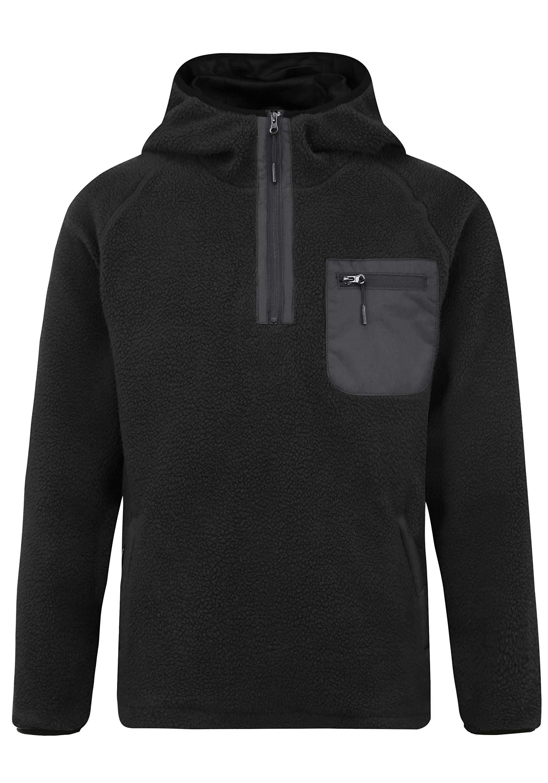 Indicode Trent Herren Fleecejacke Sweatjacke Jacke mit Kapuze, Größe:XL, Farbe:Black (999)