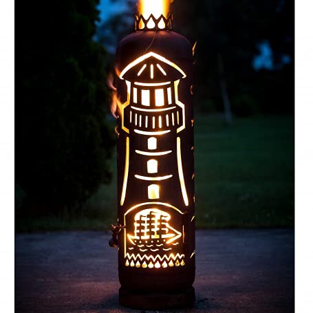 Mandelu Feuerstelle Feuertonne Leuchtturm mit Segelschiff