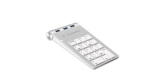 XtremeMac Ziffernblock Ultra Slim Numerische Tastatur Keypad Numpad über Kabel zu verbinden (3x USB A 3.0)