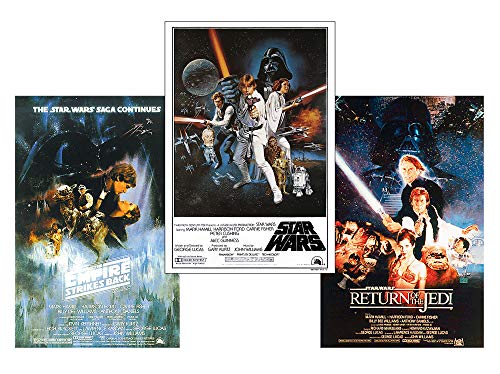 Close Up Star Wars Posterset Filmplakat Episode 4-6 US Size (68,5cm x 101,5cm) + 1 Traumstrand Poster Insel Bora Bora zusätzlich