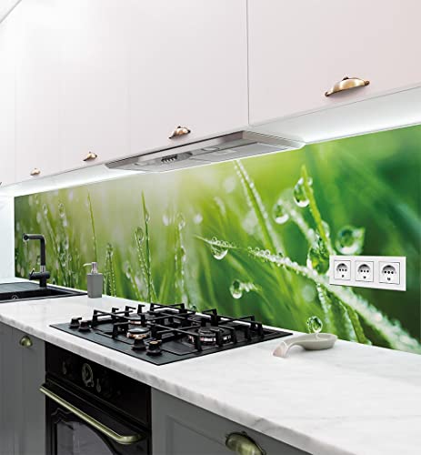 MyMaxxi - Selbstklebende Küchenrückwand Folie ohne Bohren - Aufkleber Motiv Wiese - 60cm hoch - Adhesive Kitchen Wall Design - Wandtattoo Wandbild Küche - Wand-Deko - Wandgestaltung