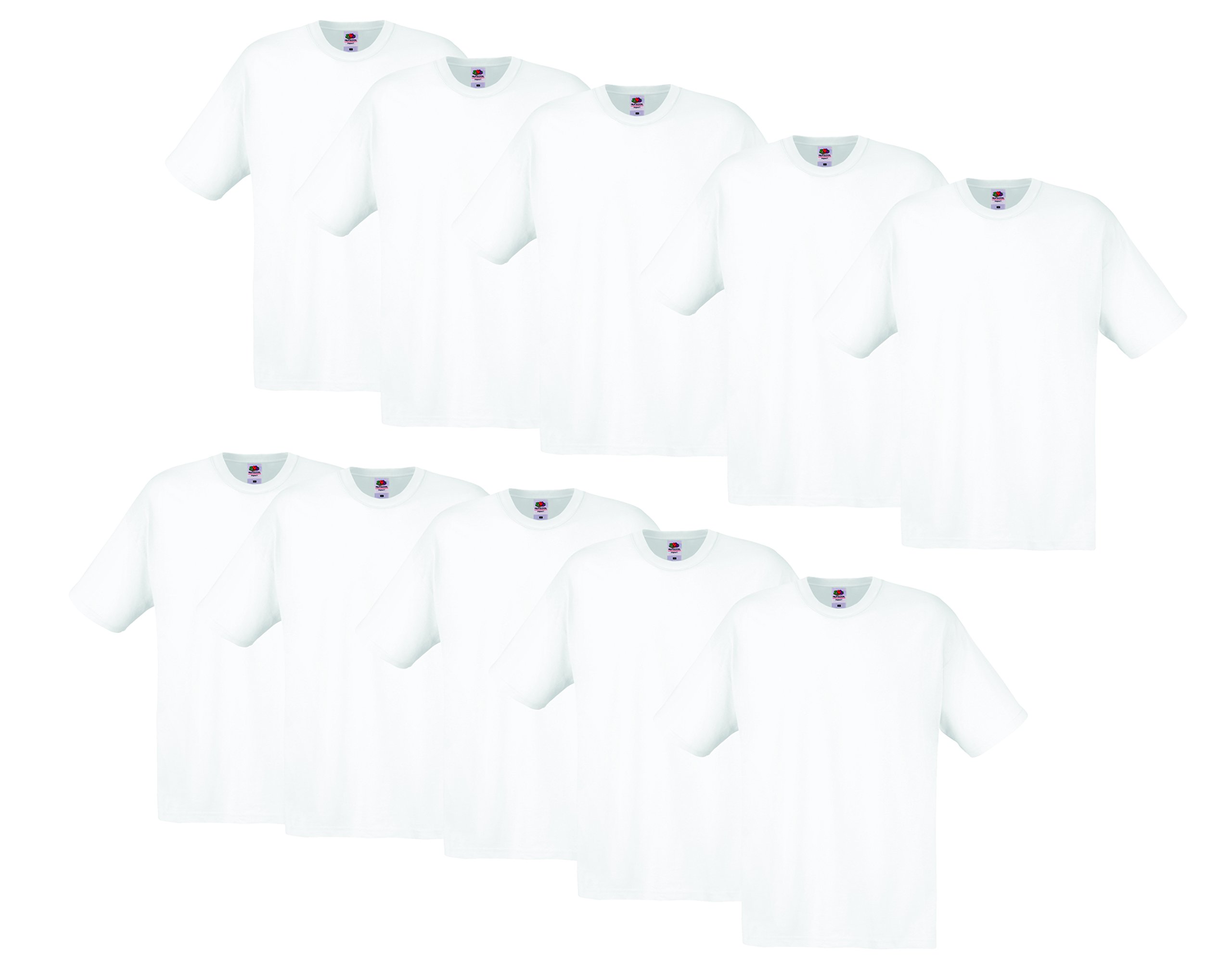 Fruit of the loom Herren Pack Da 10 Uomo Original T T-Shirt, Weiß (White 89), Medium (10er
