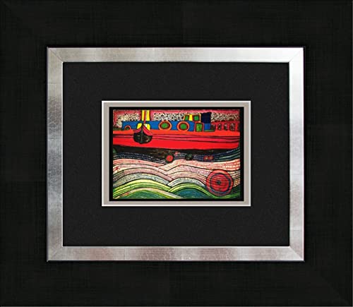 artissimo, Kunstdruck gerahmt, 45x40cm, AG3087, Friedensreich Hundertwasser: Regentag auf Liebe Wellen, Bild, Wandbild, Poster, Wanddekoration