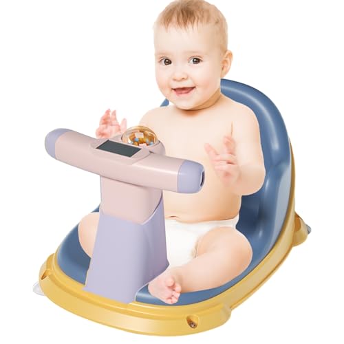 Kindersitz für Badewanne,Badewannensitz für Kinder - Sitzbadesitz mit Temperaturmessung | Hautfreundlicher Badewannensitz für Badezimmer, Dusche, erhöhter Badewannensitz für Zuhause Suphyee