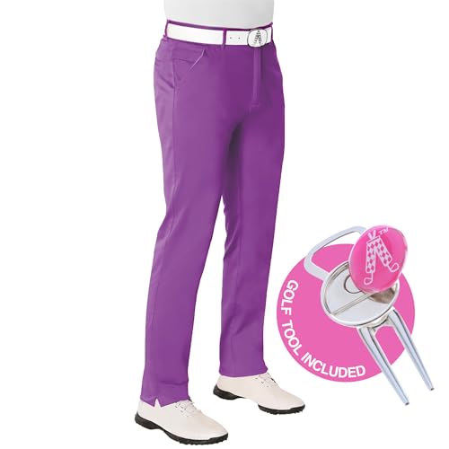Royal & Awesome Purple Golfhose für Männer, Herrengolfhosen, Funky Männergolfhosen, Golfchino für Männer