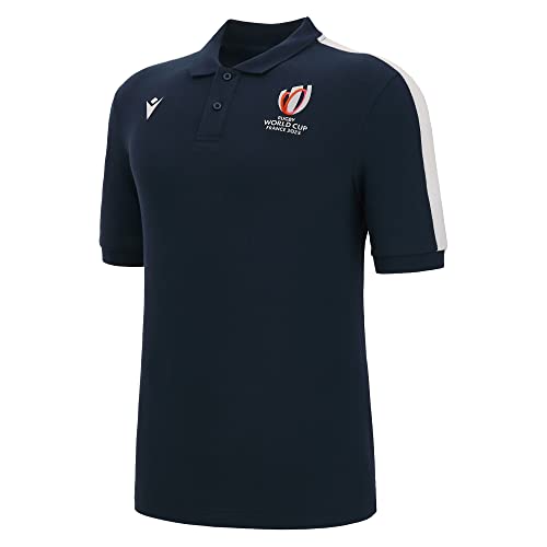 RWC 2023 Rugby Cotton Piquet Polo Football Soccer T-Shirt Trikot (Navy)