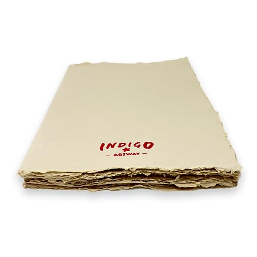 Artway Indigo Handgefertigter Buchblock, 100% Baumwolle, 200 g/m², mittlere Textur, A4, helles Stein