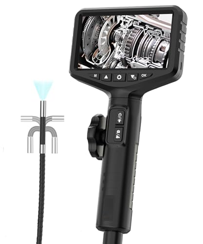 KAISAL Endoskopkamera mit Licht Inspektionskameras 5" 1080P HD Endoskop Kamera mit 6 Adjustable LED IP67 Wasserdicht Rohrkamera 1m halbsteifem Kabel Kanalkamera 210° Bi-direktionale Kamera
