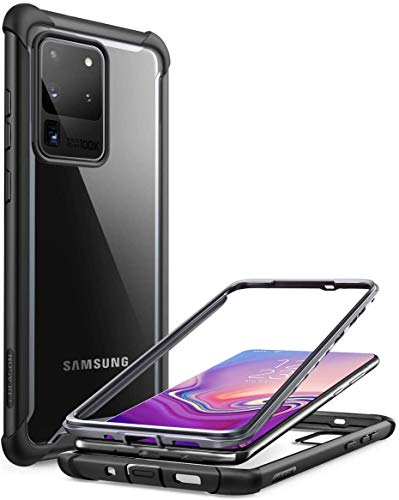 i-Blason Hülle für Samsung Galaxy S20 Ultra Handyhülle Bumper Case Robust Schutzhülle Transparent Cover [Ares] OHNE Integriertem Displayschutz 6.9 Zoll 2020 Ausgabe, Schwarz