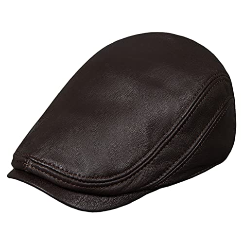 DongBao Schiebermütze Gatsby Schirmmütze Leder Mütze Barett Cap Newsboy Flat Cap Damen Herren