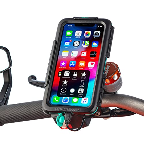 Ultimateaddons Motorrad-Spiegelhalterung mit Wasserdichtem Gehäuse 8-16mm Kompatibel mit Apple iPhone SE 2020, 6, 7, 8