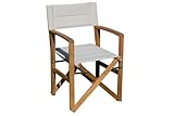 Ploss Regiestuhl und hochwertiger Angelstuhl in Creme/Natur, Regie-Sessel aus Akazie Holz, stilvoller und hochwertiger Campingstuhl