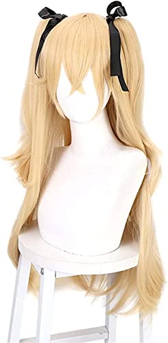 ZUKKY Anime Spiel Cosplay Perücke for Fischl Frauen langes Blondes Haar Modellierung Party Dress Up Perücke hitzebeständiges Kunsthaar + Perückenkappe