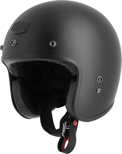 Astone Helmets - Casque jet Bellair - Casque de moto jet homologué - Casque jet vintage look rétro - Casque de scooter en fibre de verre - matt black L
