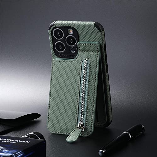 LIFEKA Reißverschlusskarten Brieftasche Leder Handyhülle für iPhone 15 Pro Max 14 Plus 13 12 Mini 11 X XS XR 8 7 6 SE 2020 Geldbörse Solt Cover, grün, für iPhone XR