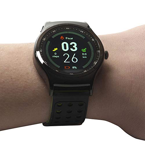 Denver Electronics SW-450 Bluetooth-Sport-Smartwatch mit Herzfrequenzsensor,Barometer und Thermometer, Schwarz/Grün