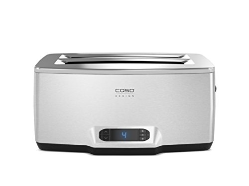 Caso 2779 Inox 4 Design Toaster, 4 Scheiben aus hochwertigem Edelstahl, Toastautomatik, extra großes LCD-Display, 1800 W, silber