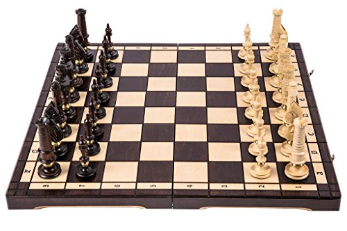 SQUARE GAME Schach Schachspiel ROYAL LUX - Klassisch - 65 x 65 cm - Schachfiguren geschnitzt aus Holz