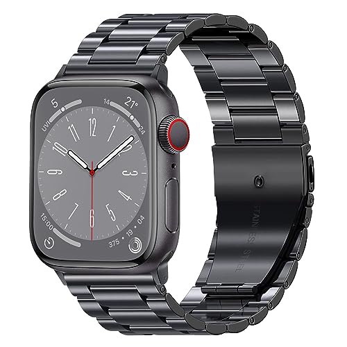 Arktisband Edelstahl Armband kompatibel mit Apple Watch & Apple Watch Ultra Ersatzband (Faltschließe) [inkl. Gliederkürzer] (Rostfreier Stahl) (41/40/38 mm, Space Grey)