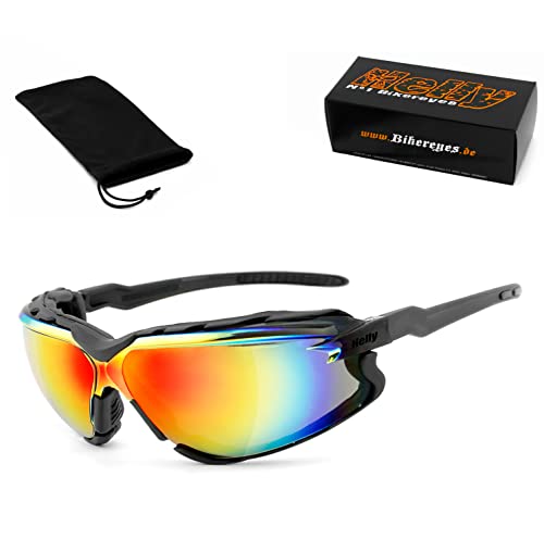 HELLY® - No.1 Bikereyes® | Bikerbrille, Chopperbrille, Motorrad-Sonnenbrille, Motorradbrille | beschlagfrei, winddicht, bruchsicher, Polster abnehmbar | TOP Tragegefühl | Brille: darkrider versp.