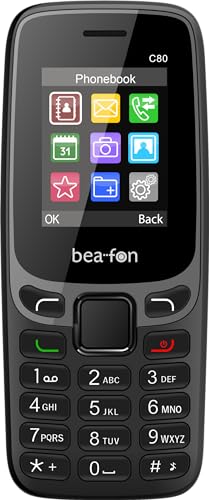 Bea-fon Classic Line C80 - Feature Phone - Dual-SIM - LCD-Anzeige - 128 x 160 Pixel 0,3 MP - Schwarz (C80_EU001B)