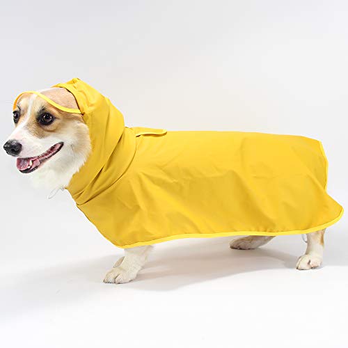 WINS Hund Regenmantel Wasserdicht Hunderegenmantel Mit Kapuze Hund Regenjacke Gelb für Kleine Mittelgroße Hund