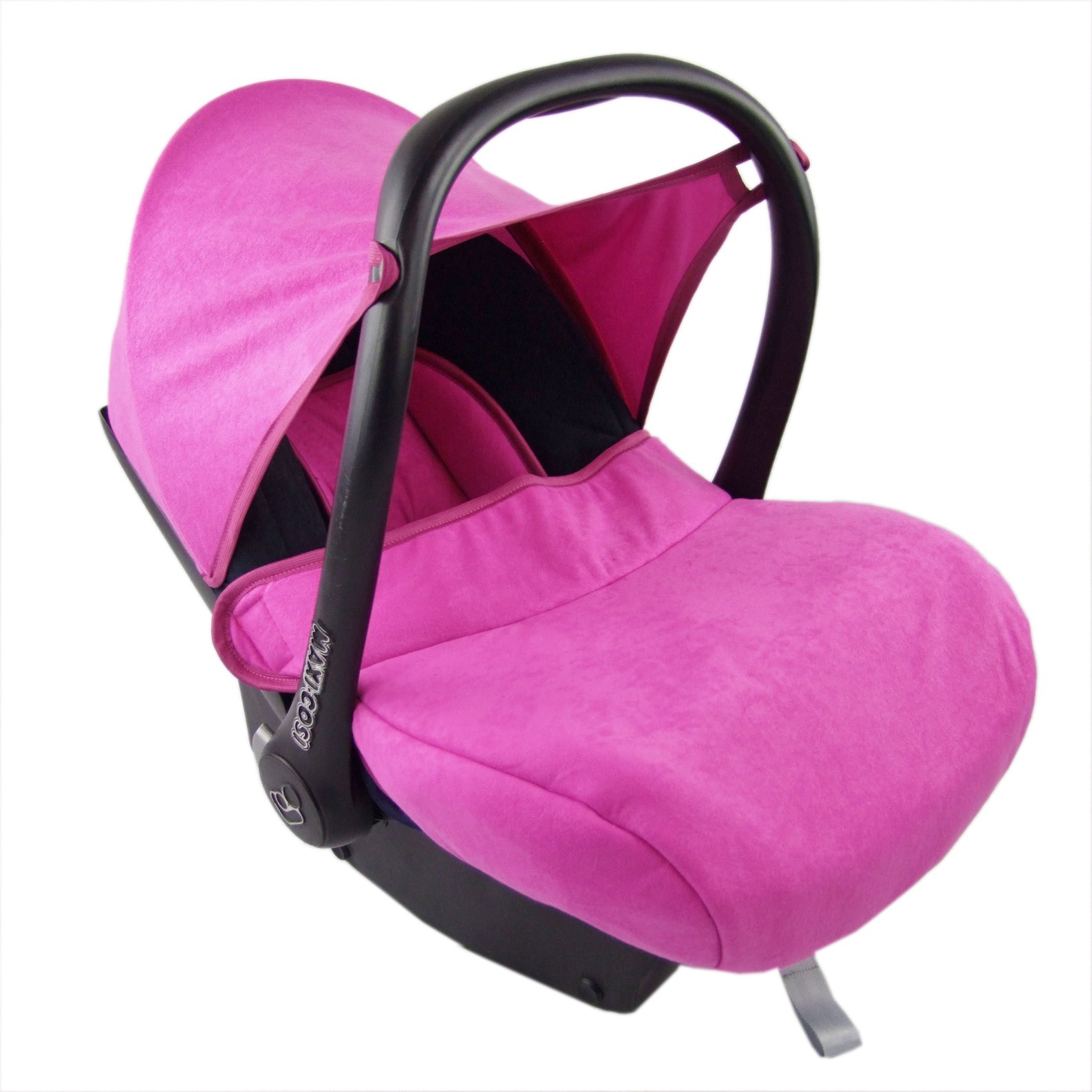 BAMBINIWELT Bezug Ersatzbezug kompatibel mit Maxi-Cosi CabrioFix für Babyschale 7-tlg Komplett-Set (schwarz-pink)