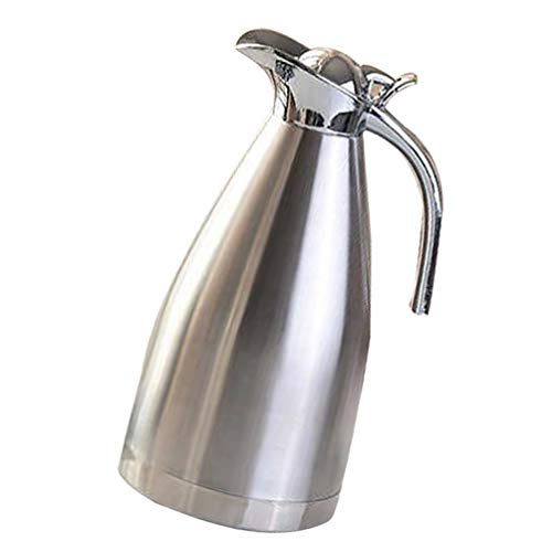 Angoily Vakuumisolierter Krug Edelstahl Thermokaffee Karaffe Teewasser Und Kaffeespender 2L (Silber)