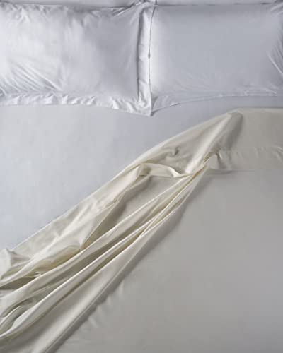LENZUOLISSIMI - Queen-Bettlaken für Doppelbett, aus Satin-Baumwolle, Fadenzahl 300, 240 x 290 cm,, Elfenbeinfarben