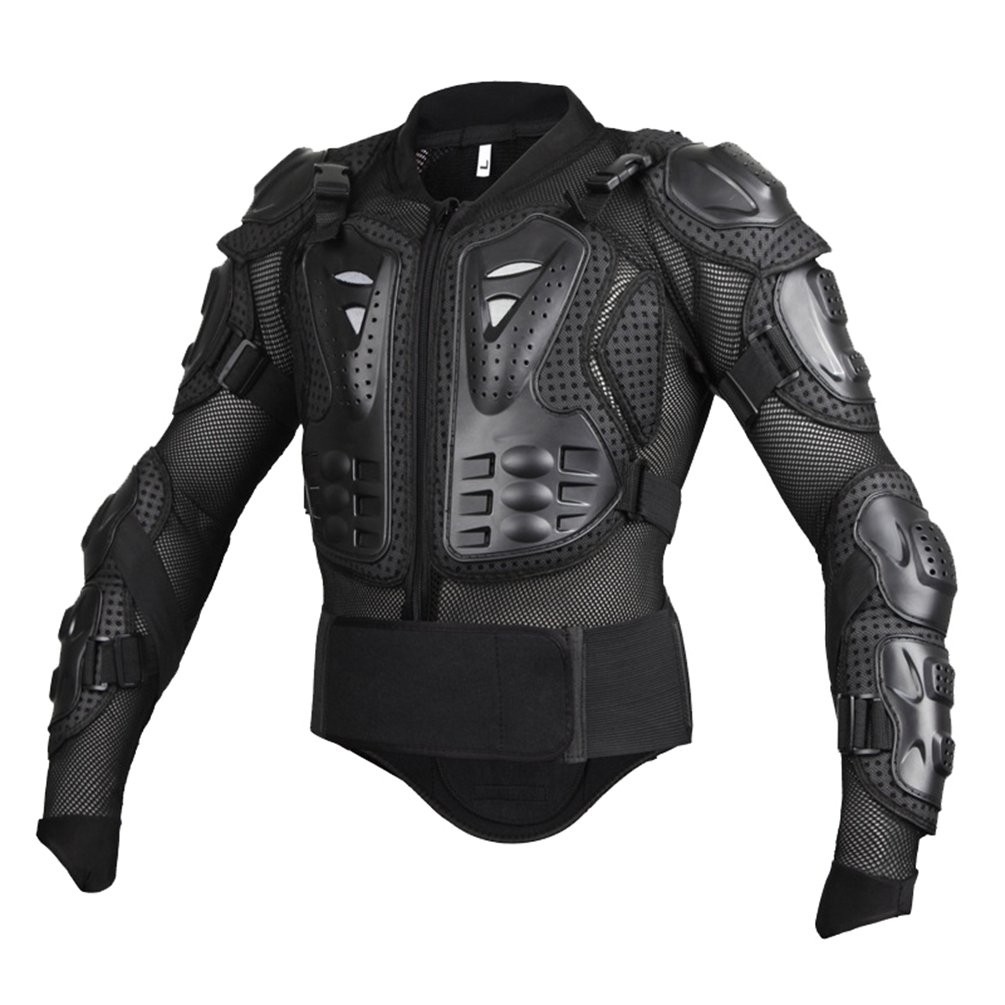 Motorrad Schutz Jacke Atmungsaktiv Einstellbar Brustschutz Sport Fallschutz Schutzjacke Motocross Protektorenjacke (Schwarz, L)