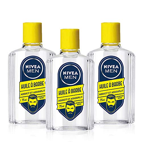 NIVEA MEN Weichspüler Bartöl (3 x 75 ml), Weichspüler und Weichspüler mit Sojaöl und Bardanwurzel, Langbart-Pflegeset