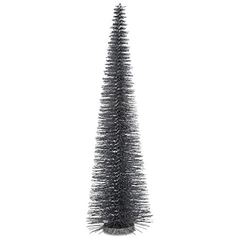 großer Tannenbaum - XXL Deko Glitzerbaum - grau Ø 15 cm Metall-Kunststoff Höhe 55 cm