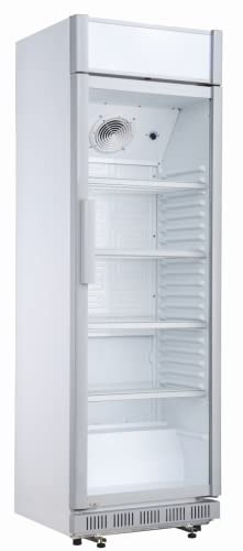 METRO Professional Glastür-kühlschrank GSC2360C, Stahl/Glas/Aluminium, Glastür mit Schloss und Schlüssel, 4 verstellbare Einlegeböden, 347 L, weiß