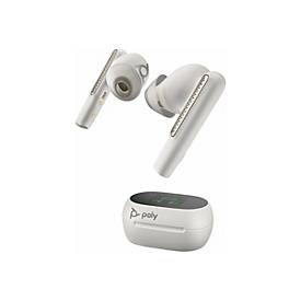 Poly Voyager Free 60+ True Wireless Earphones - Mikrofone mit Geräuschunterdrückung für klare Gespräche - Aktive Geräuschunterdrückung (ANC) - Smartes Ladeetui mit Touch-Bedienung, White