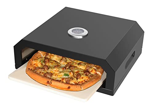 El Fuego® Pizzaaufsatz für alle Grillarten geeignet (Gas, Holzkohle, Elektro), mit Thermometer, Pizzaeinsatz