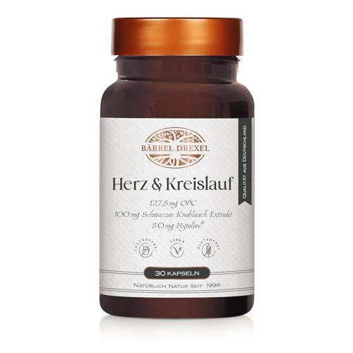 Herz & Kreislauf Kapseln mit OPC, schwarzer Knoblauch Extrakt, Olivenfruchtextrakt (30 Stk) Nur Natürliche Inhaltsstoffe Naturheilkunde BÄRBEL DREXEL®