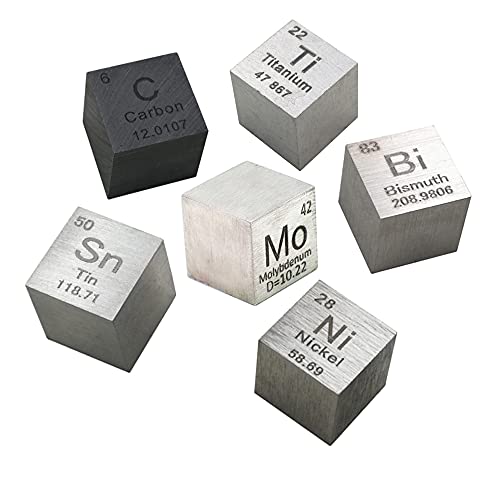 Metallwürfel aus Kohlenstoff,Molybdän,Wismut,Zinn,Titan, Nickel Metall 10mm,Dichte Würfel 99.96% Hohe Reinheit Element Sammlung
