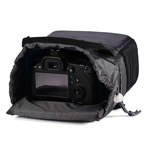 Diyeeni Kameratasche, wasserdichte Kamera-Einsatztasche, stoßfeste Kamera-Handtasche, mit praktischem Kordelzug und abnehmbarem Polster, grau