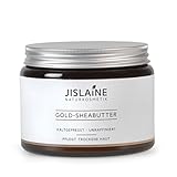 Jislaine Gold-SHEABUTTER - Kaltgepresst und unraffiniert für sehr trockene Haut & Haare -> Komplett vegan & ohne Palmöl - beste Hautpflege - im Glastiegel (500ml)