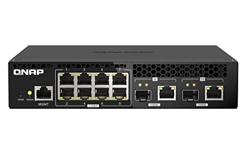QNAP QSW-M2108R-2C, 8 Port 2,5 Gbit/s, 2 Port 10 Gbit/s SFP+/ NBASE-T Combo, Web Managed Switch, Rackmount Design, neues Rack-Mount-Kit