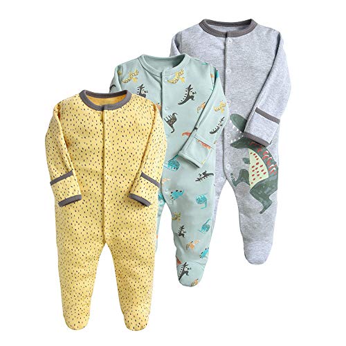 Baby Schlafanzug Schlafstrampler Baby Strampler Maedchen Overall Pyjamas Baumwolle Strampler Jumpsuits Langarm Spieler Babykleidung mit 0-3 Monate