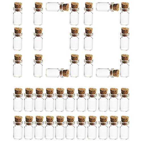Seciie 100 Stück Mini Gläschen mit Korkverschluss, 1,5ml Mini Glasfläschchen Klein Fläschchen Ideal für Öle Gewürze Salz Pfeffer